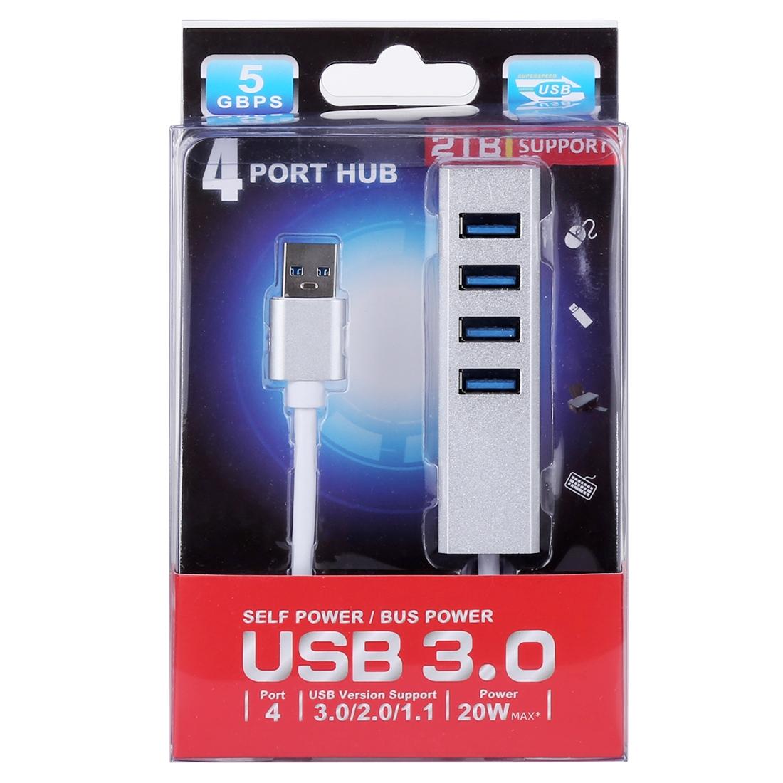4-Port Usb 3.0 Hub 5Gbps Super Speed Self / Bus Powered Silver 5