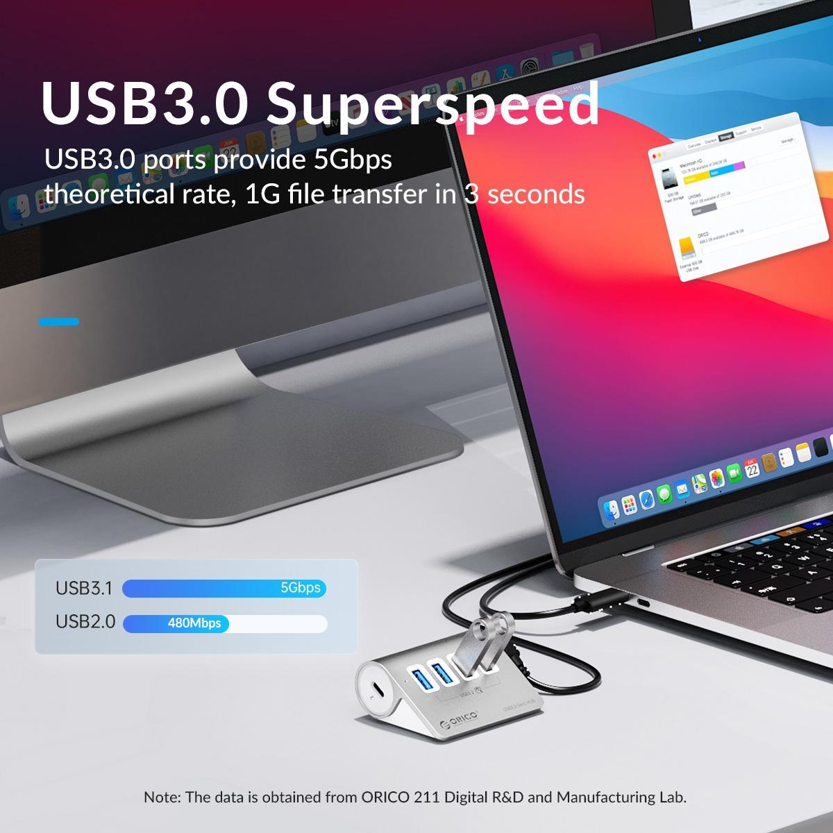 3-Port Usb 3.2 Hub With Card Reader Silver 8