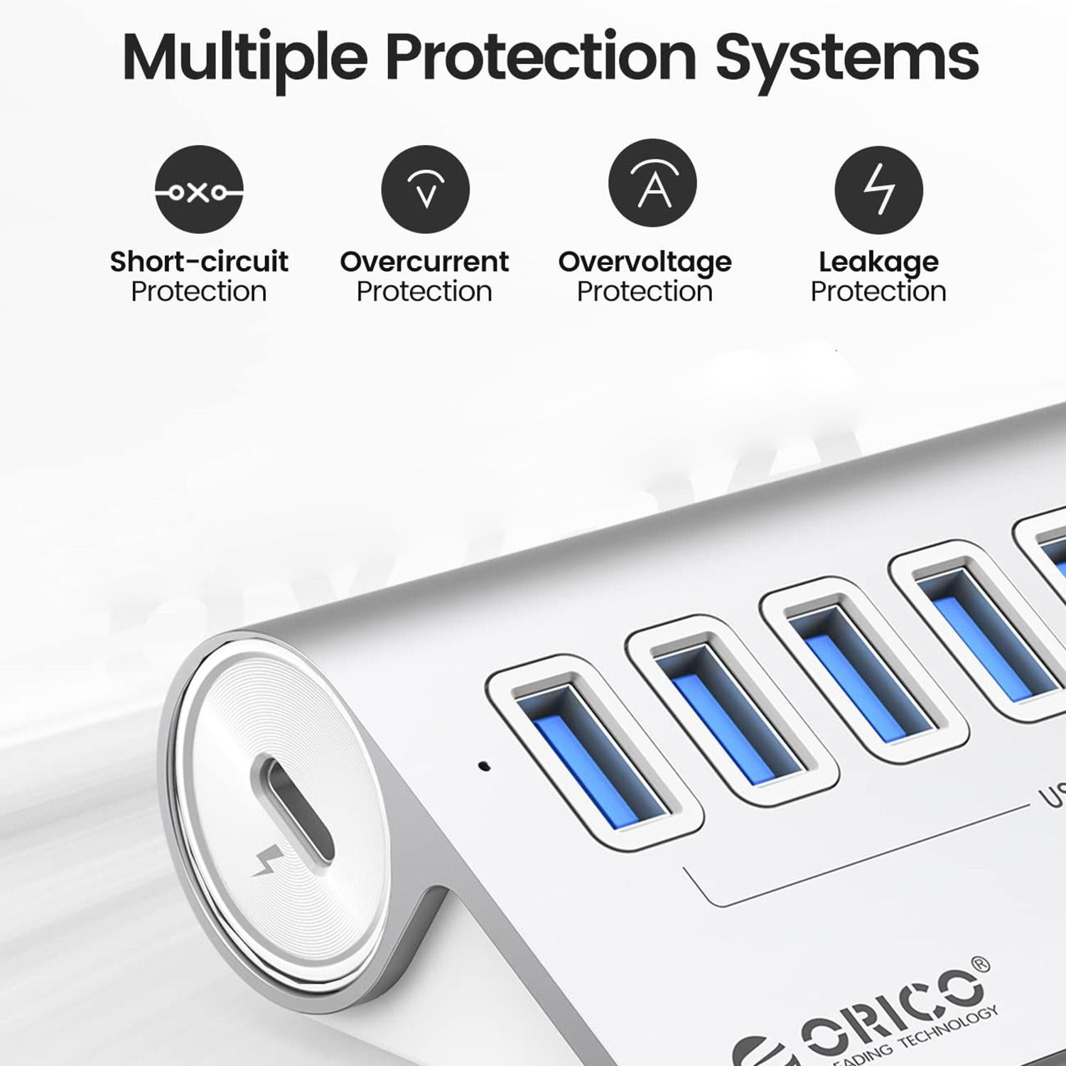 7-Port Usb 3.2 Gen2 10Gbps Hub With 1M Cable 6