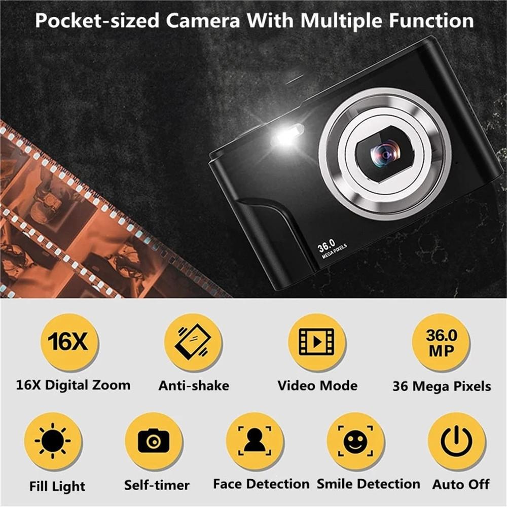 36mp 2.7k Full Hd Digital Camera with 16x Zoom for Children - 2.4 Inch Screen - Silver 4