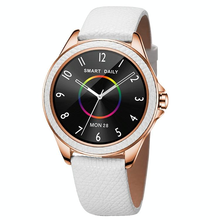 Glitter Leather Strap Fashion Smart Watch For Women Support Heart Rate Monitoring & Pedometer & Sleep Monitoring & Calories Silver 3