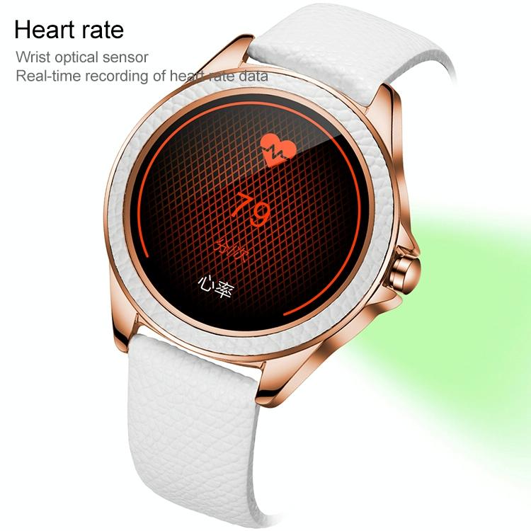 Glitter Leather Strap Fashion Smart Watch For Women Support Heart Rate Monitoring & Pedometer & Sleep Monitoring & Calories Silver 4