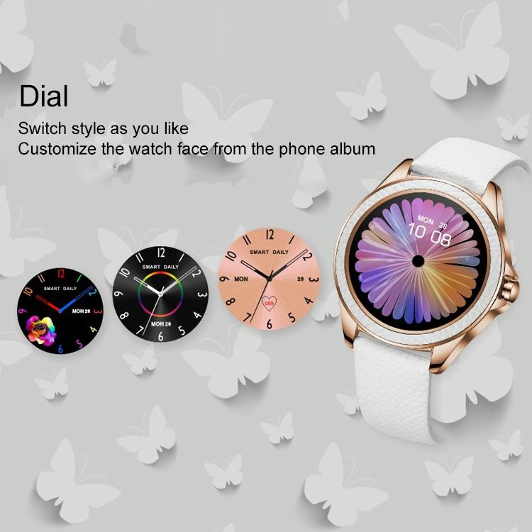Glitter Leather Strap Fashion Smart Watch For Women Support Heart Rate Monitoring & Pedometer & Sleep Monitoring & Calories Silver 6