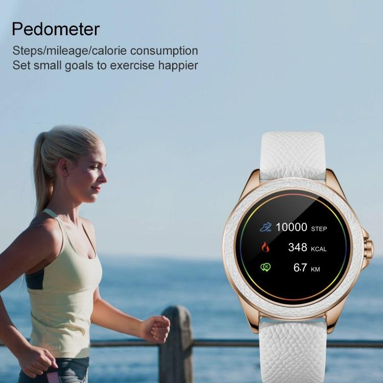 Glitter Leather Strap Fashion Smart Watch For Women Support Heart Rate Monitoring & Pedometer & Sleep Monitoring & Calories Silver 7