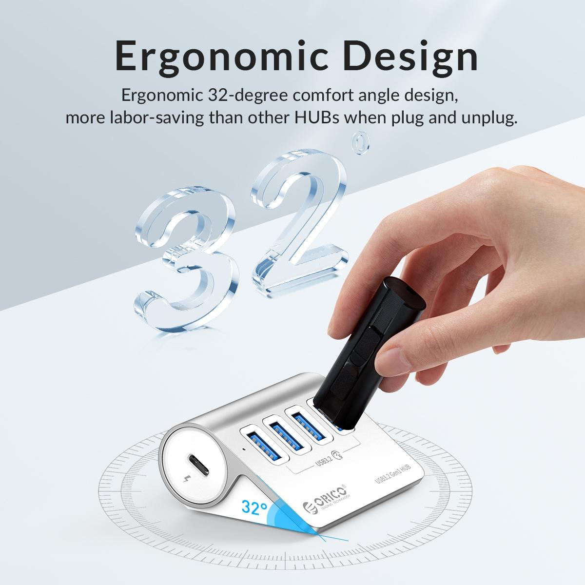 Aluminum 4-Port Usb 3.2 Gen1 Hub Silver 5