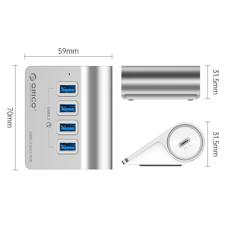 Aluminum 4-Port Usb 3.2 Gen1 Hub Silver 7
