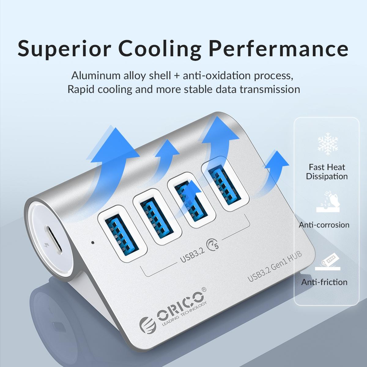 Aluminum 4-Port Usb 3.2 Gen1 Hub Silver 10