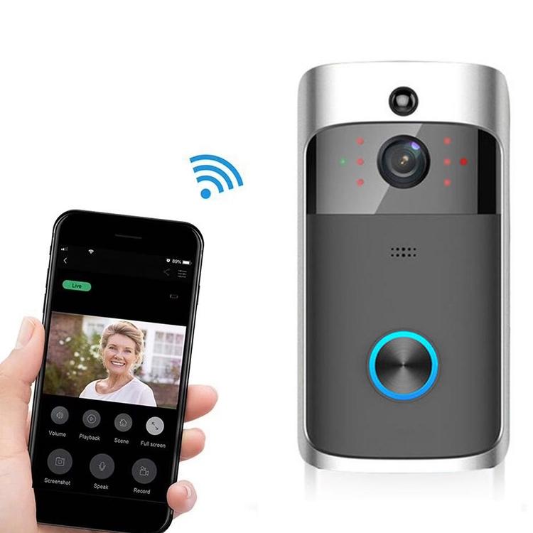 Smart Wifi Video Doorbell With Night Vision & Wide-Angle Camera - 720P Low Power Mobile Remote - Silver 3