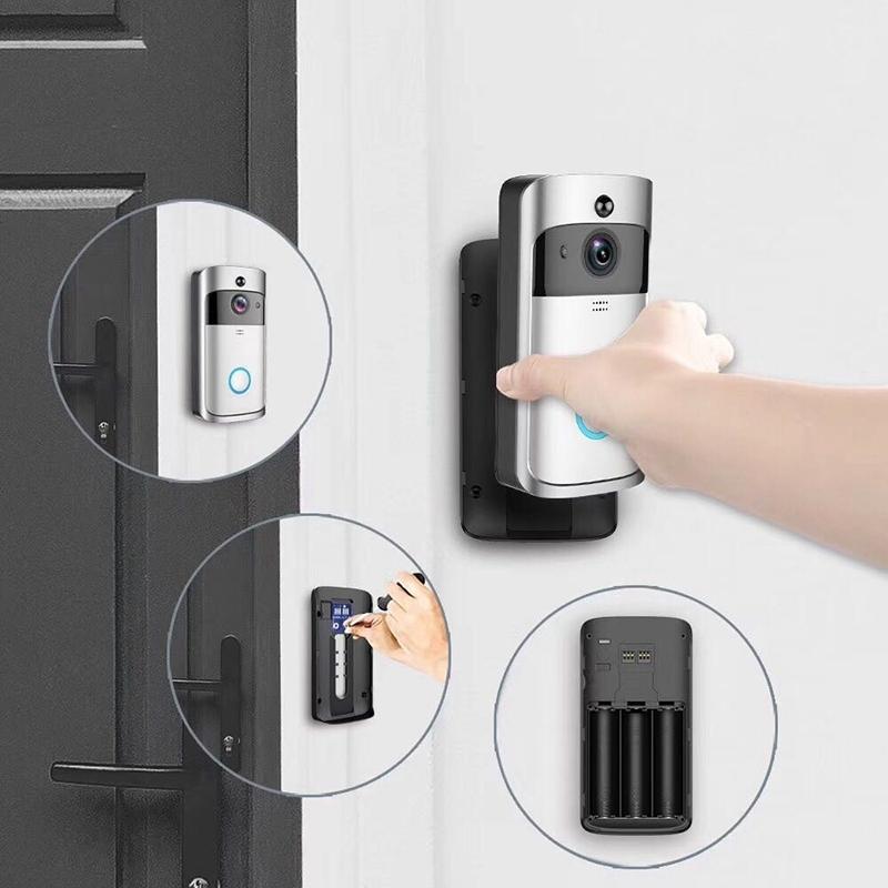 Smart Wifi Video Doorbell With Night Vision & Wide-Angle Camera - 720P Low Power Mobile Remote - Silver 10