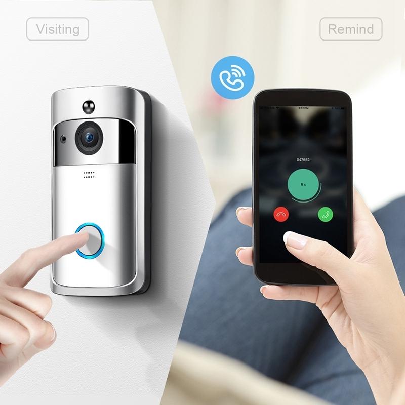 Smart Wifi Video Doorbell With Night Vision & Wide-Angle Camera - 720P Low Power Mobile Remote - Silver 11