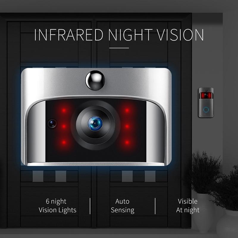 Smart Wifi Video Doorbell With Night Vision & Wide-Angle Camera - 720P Low Power Mobile Remote - Silver 12