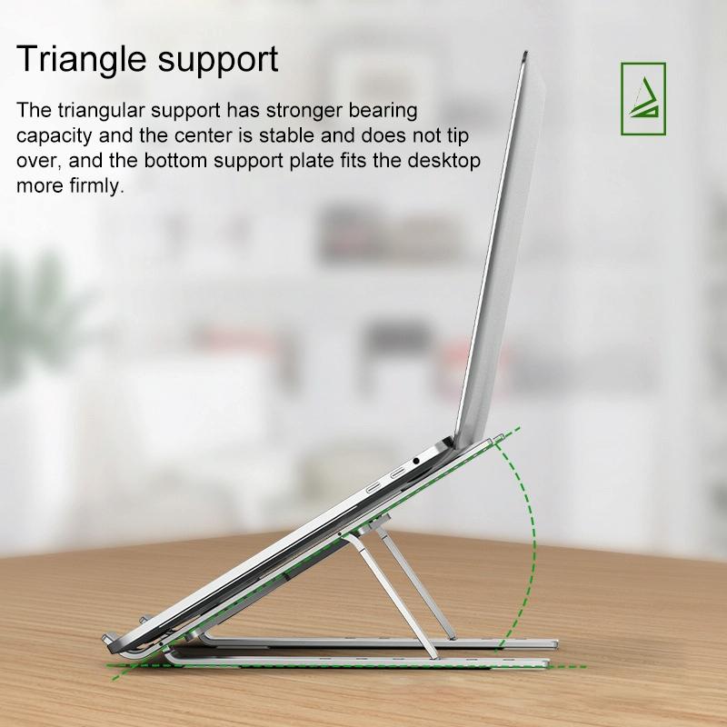 Adjustable Laptop Stand - Portable Folding Height Increase Heat Dissipation - Silver 12