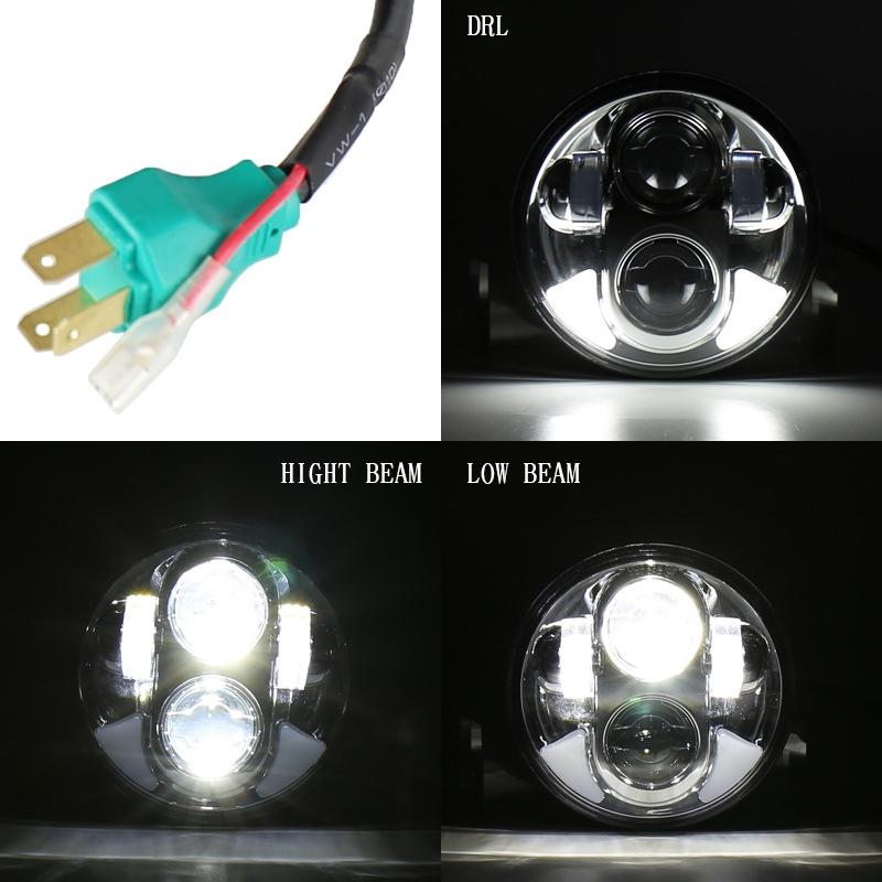 5.75 Inch Dc12V 6000K - 6500K 40W Car Led Headlight For Harley Silver 5