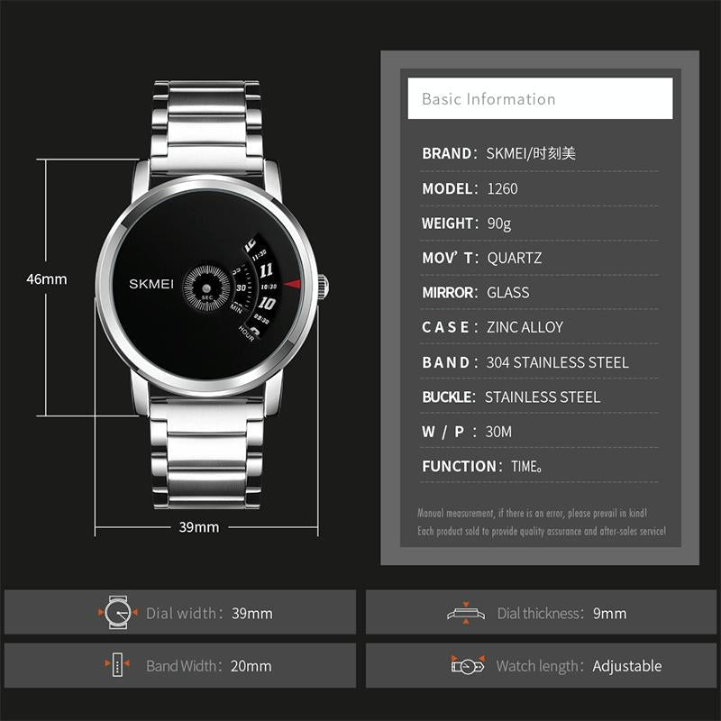 Stylish 30m Waterproof Quartz Watch with Stainless Steel Band - Silver 6