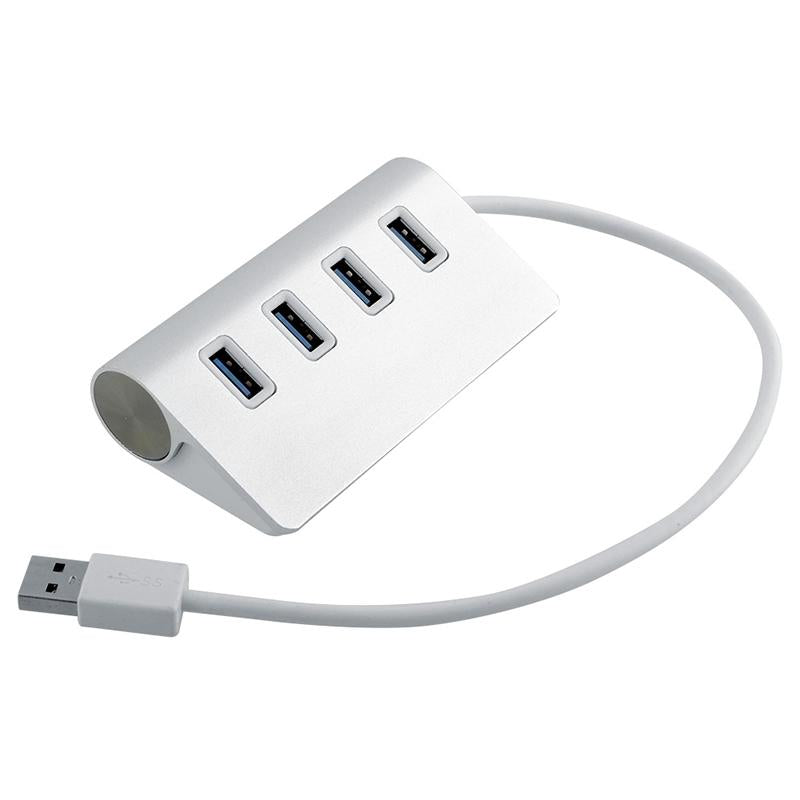 Portable 4-Port Usb 3.0 Hub 5Gbps Speed Aluminum 2Tb Support Silver 3
