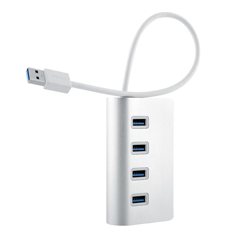 Portable 4-Port Usb 3.0 Hub 5Gbps Speed Aluminum 2Tb Support Silver 4