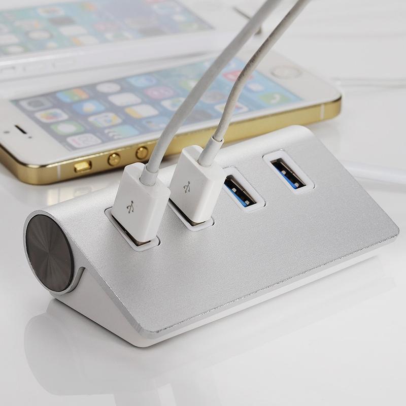 Portable 4-Port Usb 3.0 Hub 5Gbps Speed Aluminum 2Tb Support Silver 8