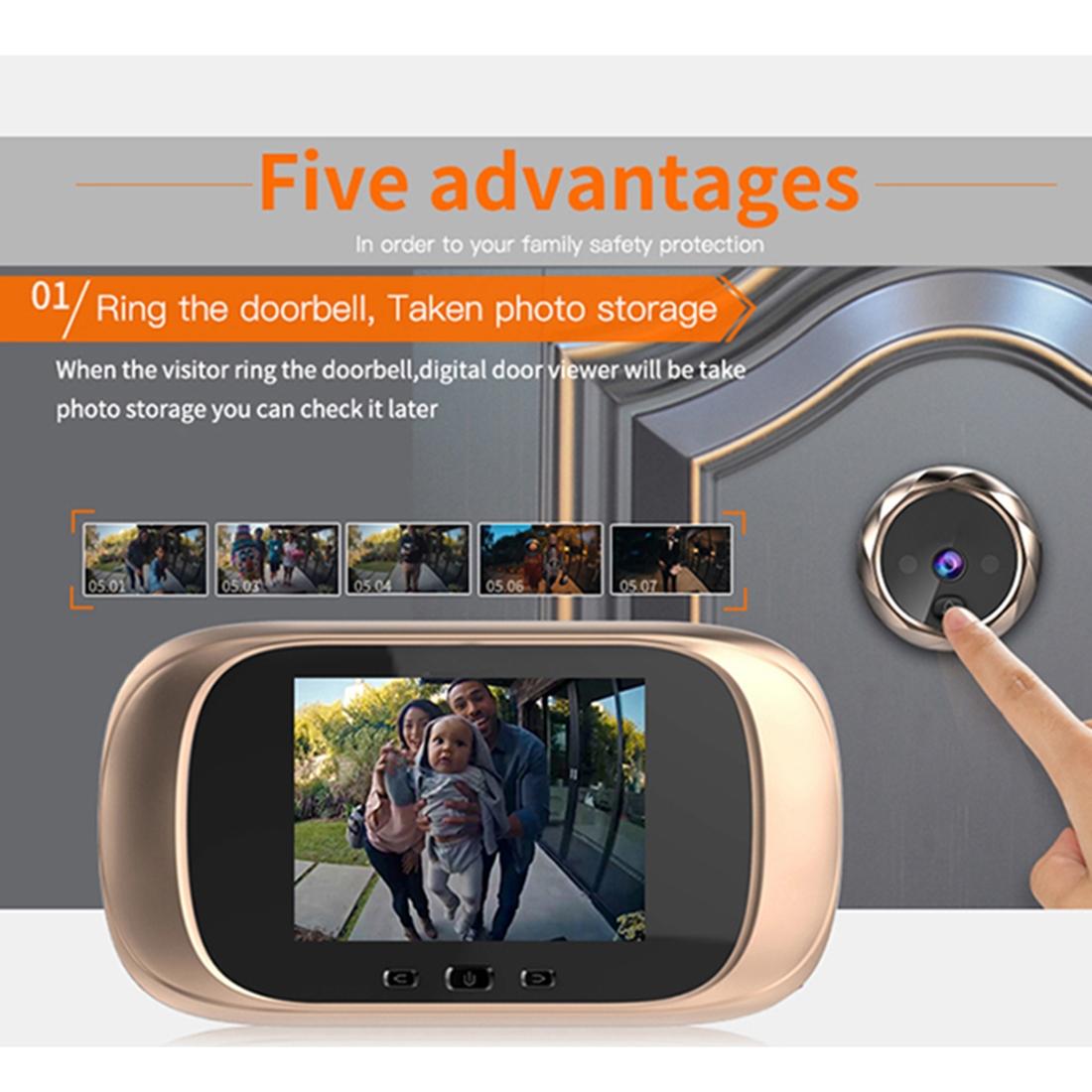 2.8 Lcd Screen Cat Eye Doorbell With Night Vision - Silver 5