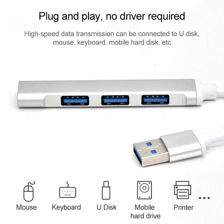 Aluminum Usb 3.0 + 2.0 Hub Adapter Silver 7