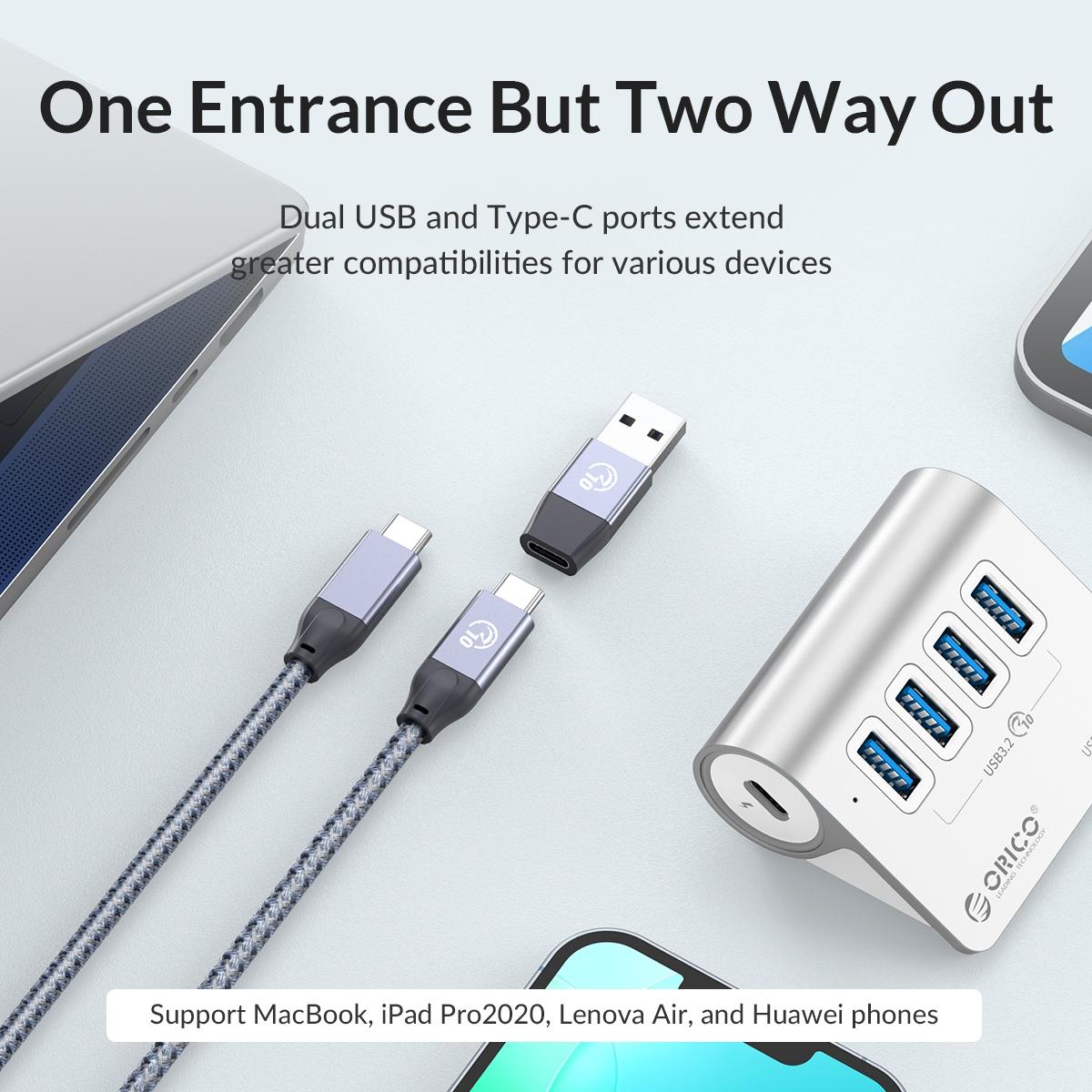 Aluminum 4-Port Type-C & Usb 3.2 Gen2 Hub 6