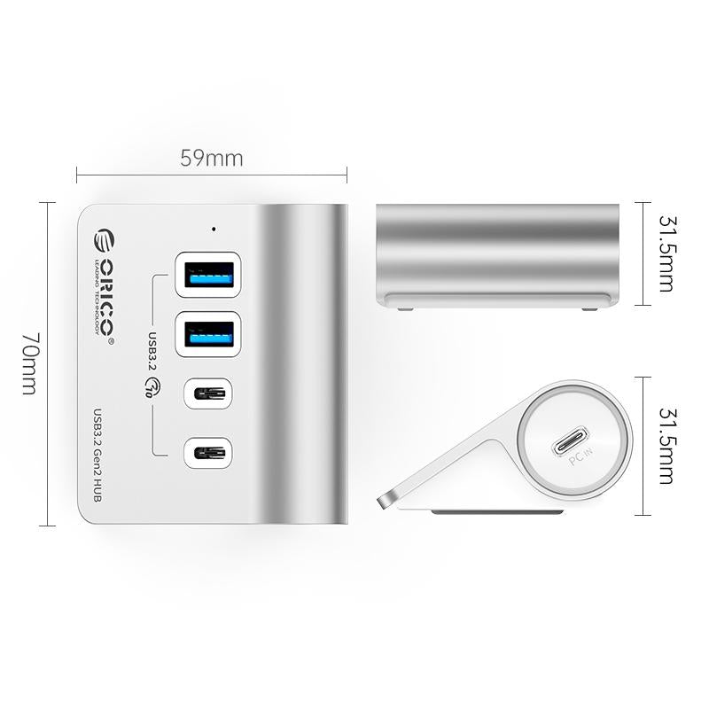 Aluminum 4-Port Type-C & Usb 3.2 Gen2 Hub 7