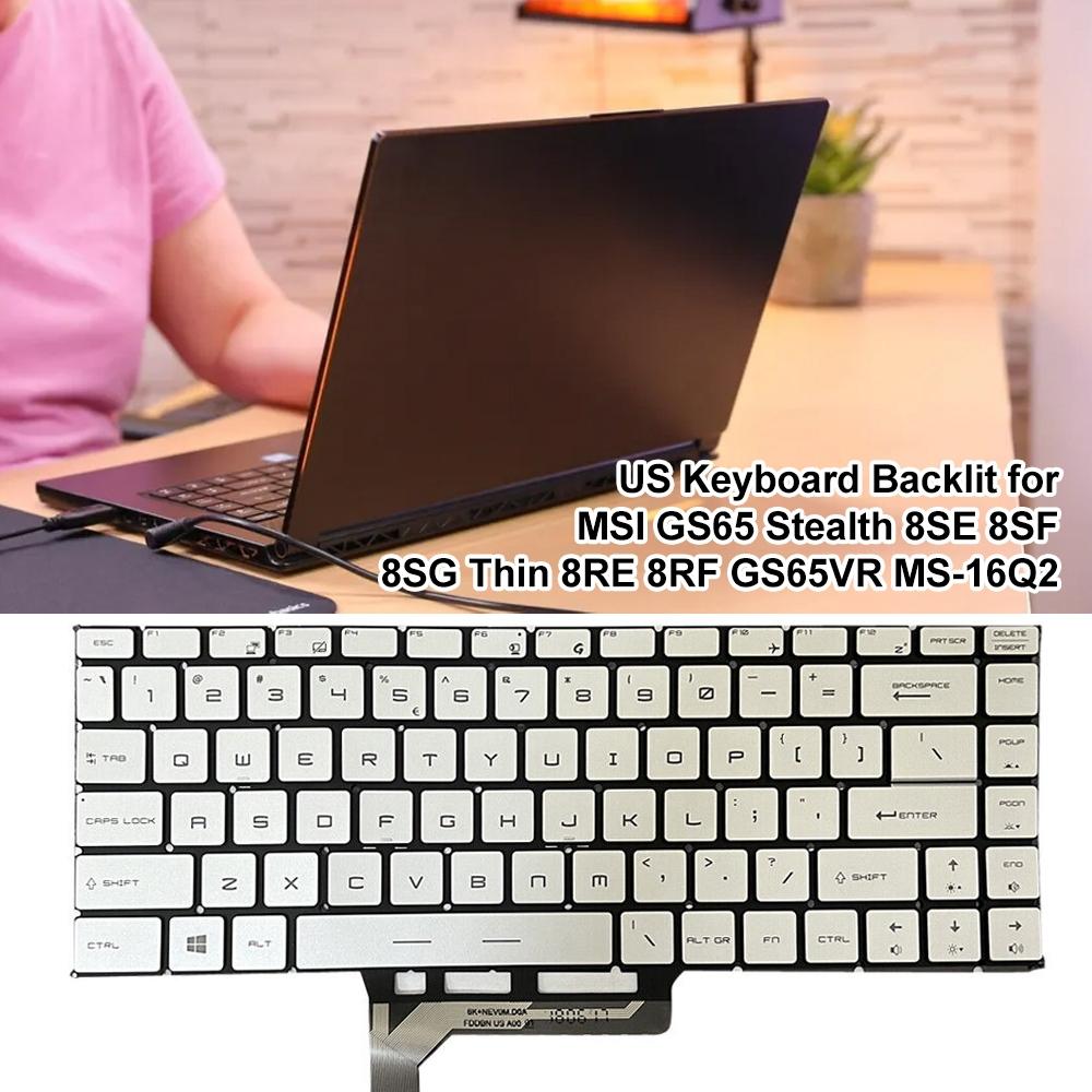 Backlit Laptop Keyboard for Msi Gs65 Series - us Version - Silver 13