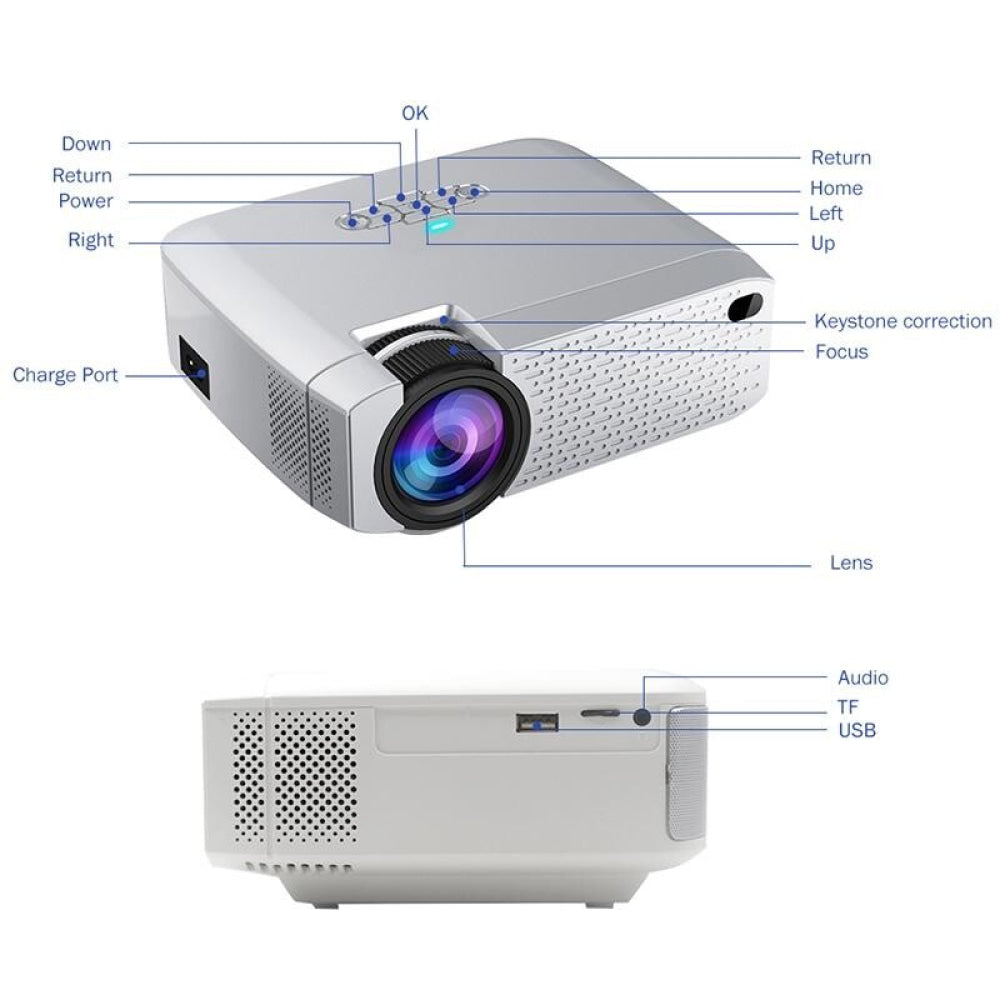 Portable Home Theater Projector - 1600 Lumens Hd Silver 6