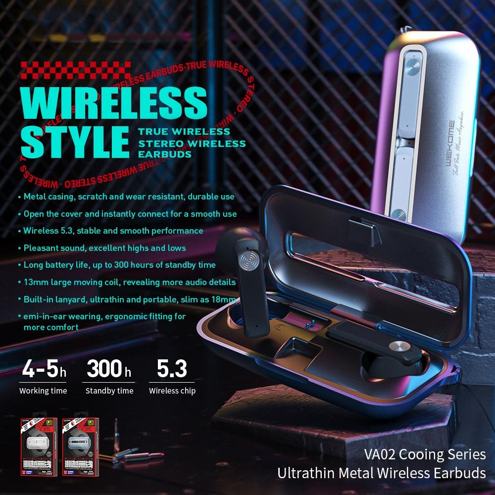 Ultra Thin Wireless Bluetooth Earphones - Va02 - Silver 3