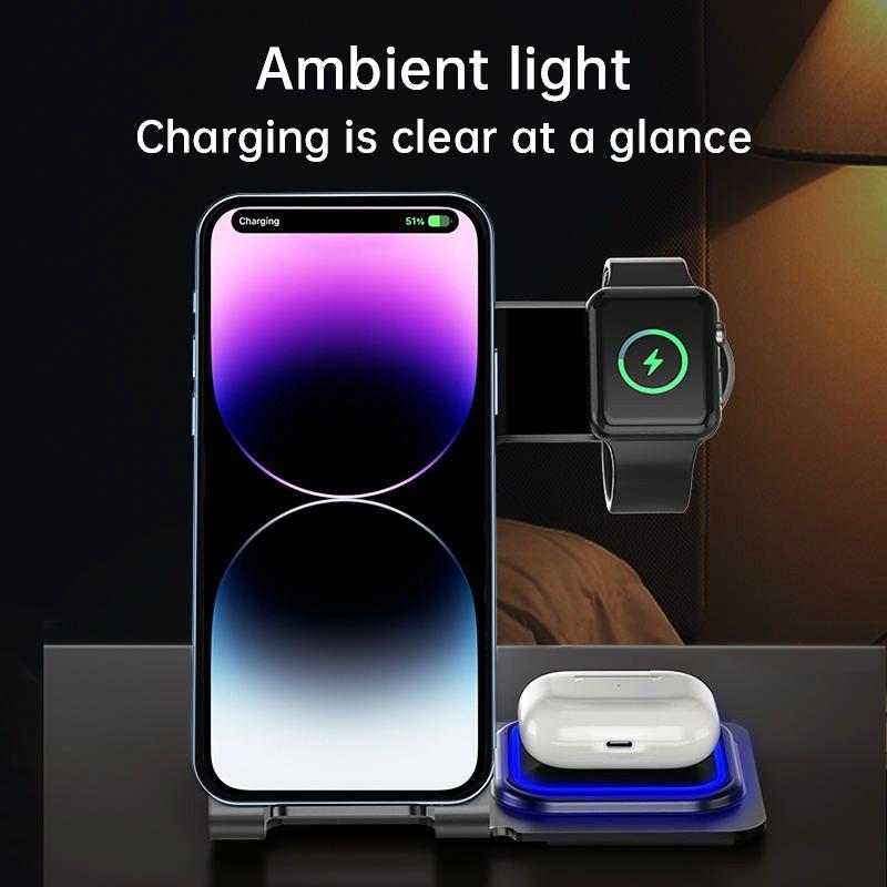 15W 3 In 1 Aluminum Wireless Charger - Silver 8