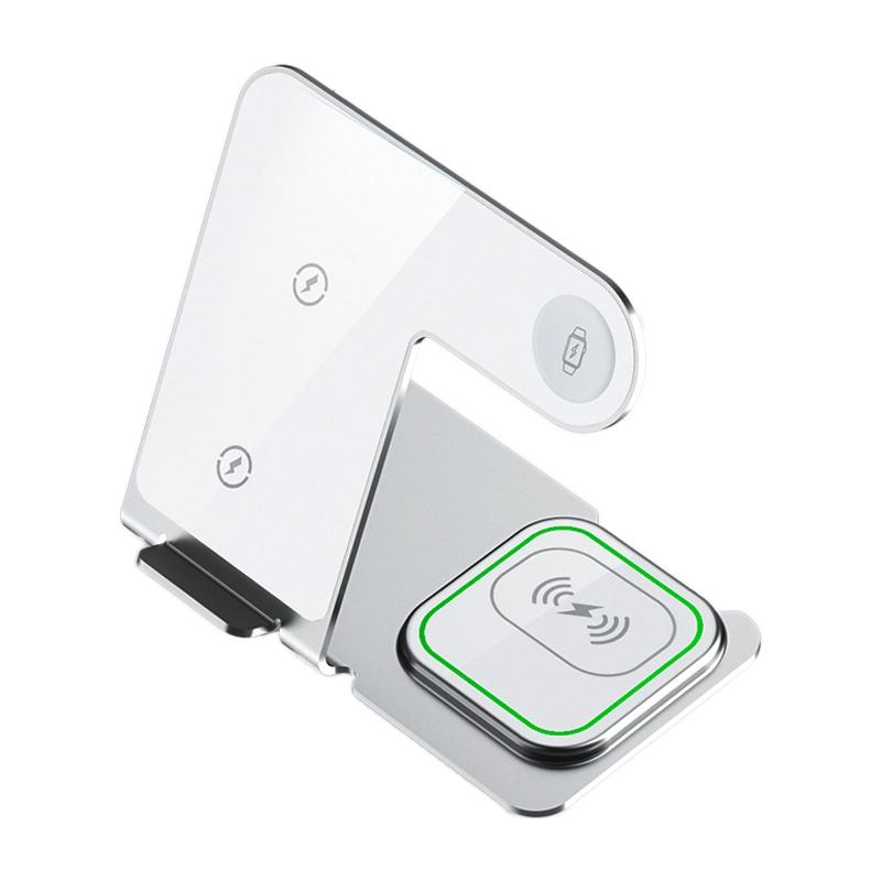 15W 3 In 1 Aluminum Wireless Charger - Silver 11
