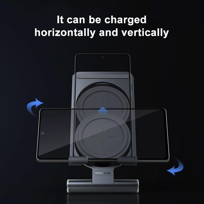 15W Foldable Wireless Charger & Phone Holder - Silver 8