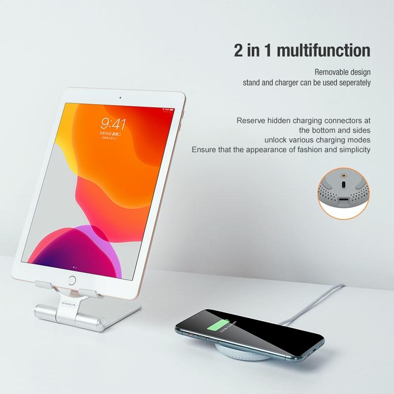 15W Foldable Wireless Charger & Phone Holder - Silver 13