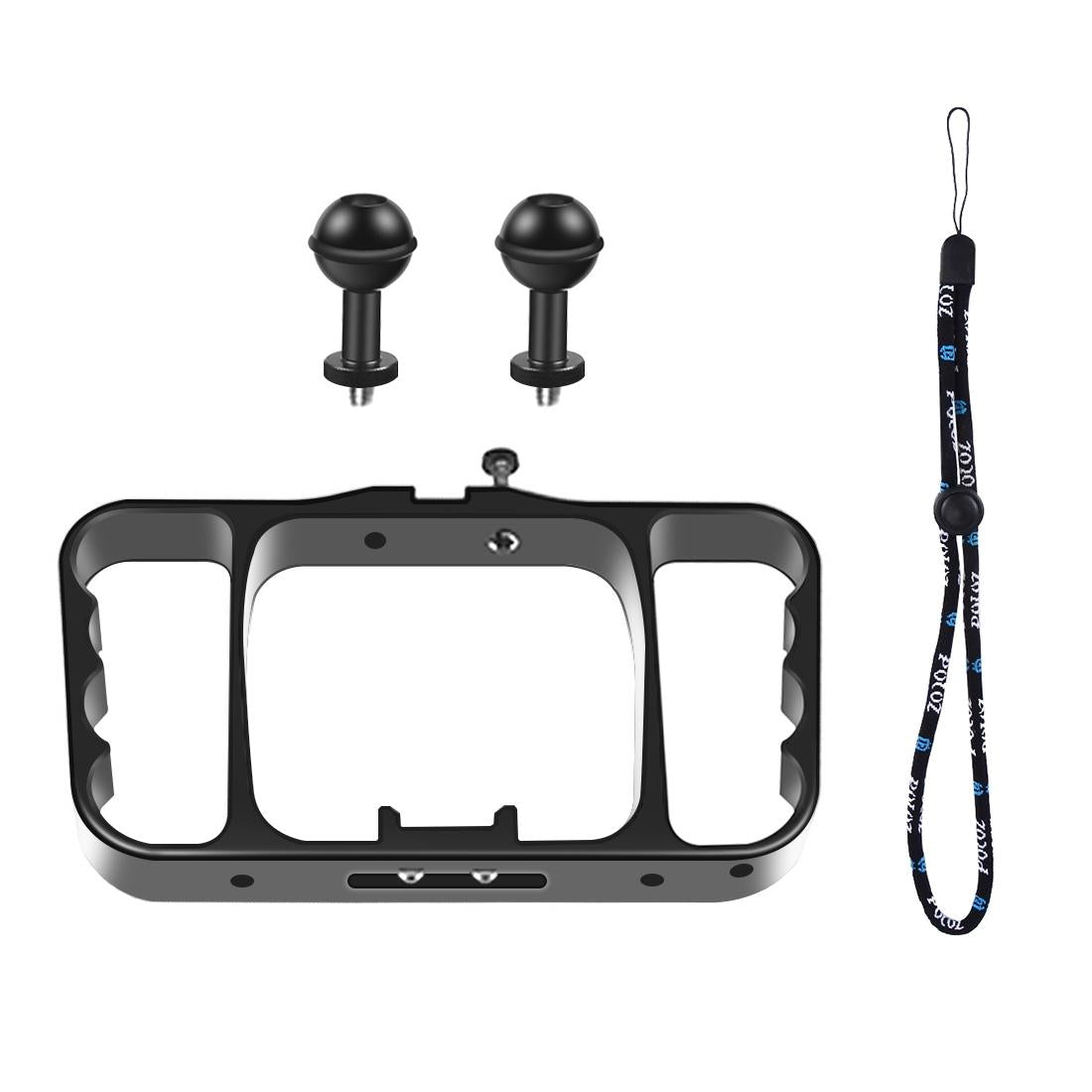Aluminum Dual Handheld Diving Light Arm Mount for Action Cameras - Silver 14
