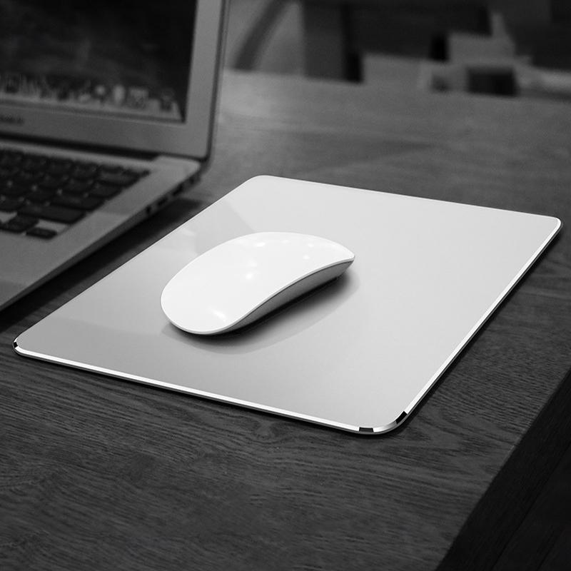 Double Sided Non Slip Aluminum Mouse Pad L Size - Silver 9