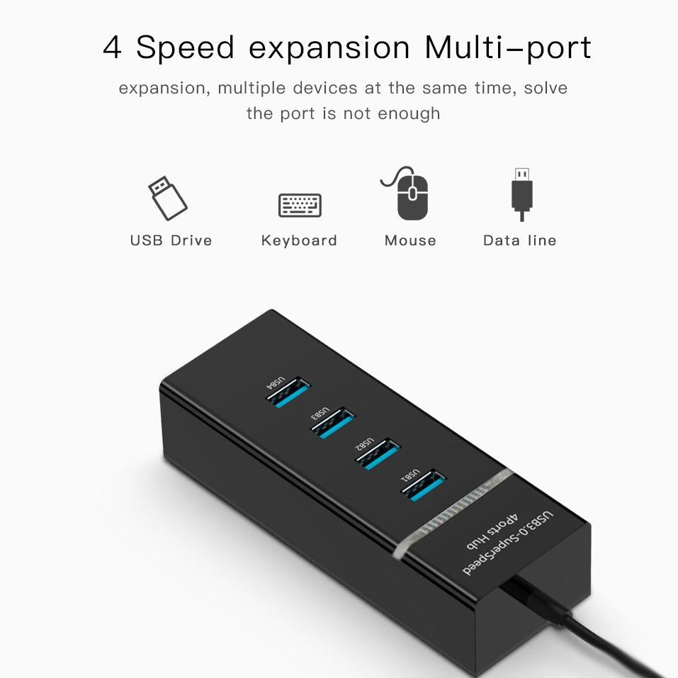 4-Port Usb 3.0 Hub With Led Super Speed 5Gbps - White 6