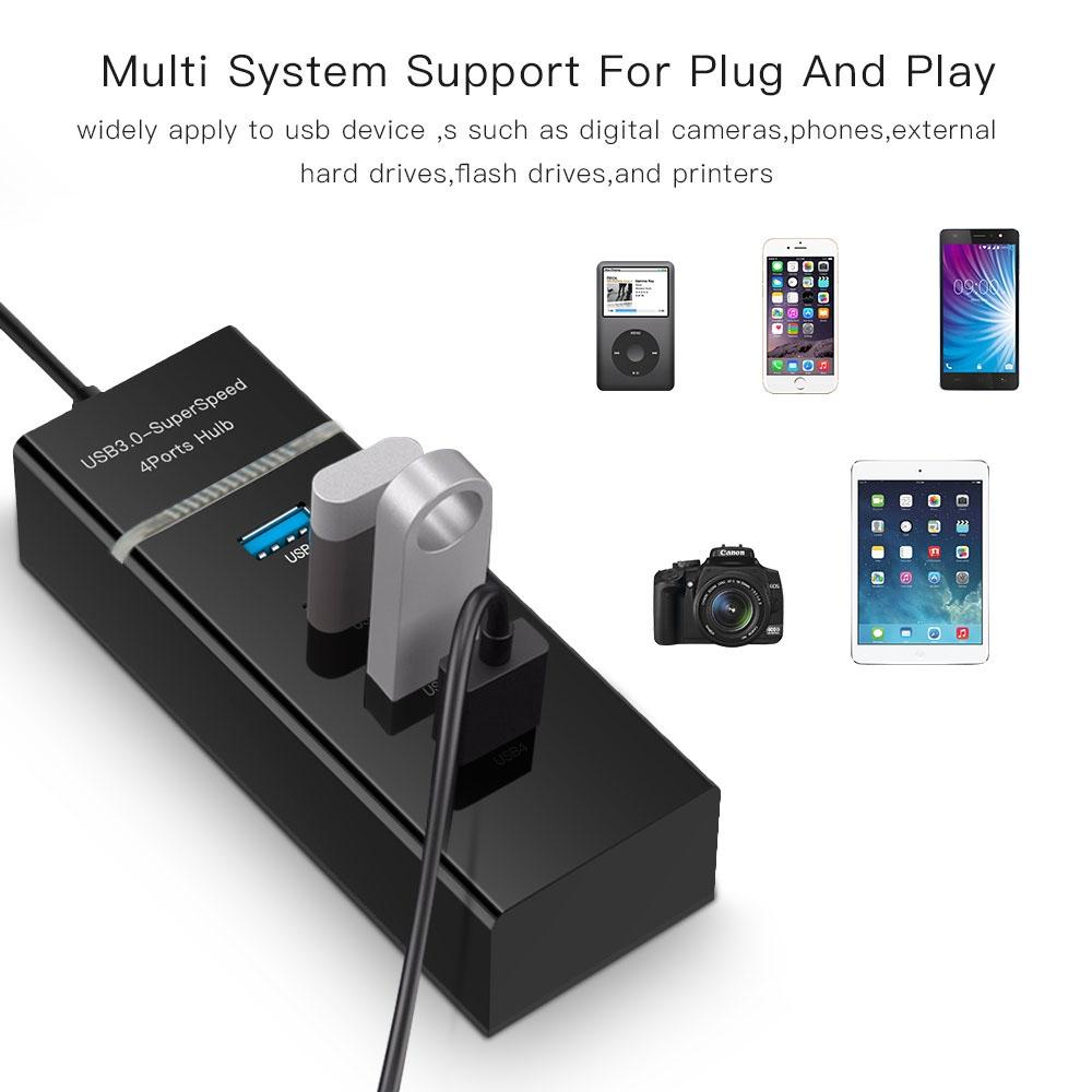 4-Port Usb 3.0 Hub With Led Super Speed 5Gbps - White 8