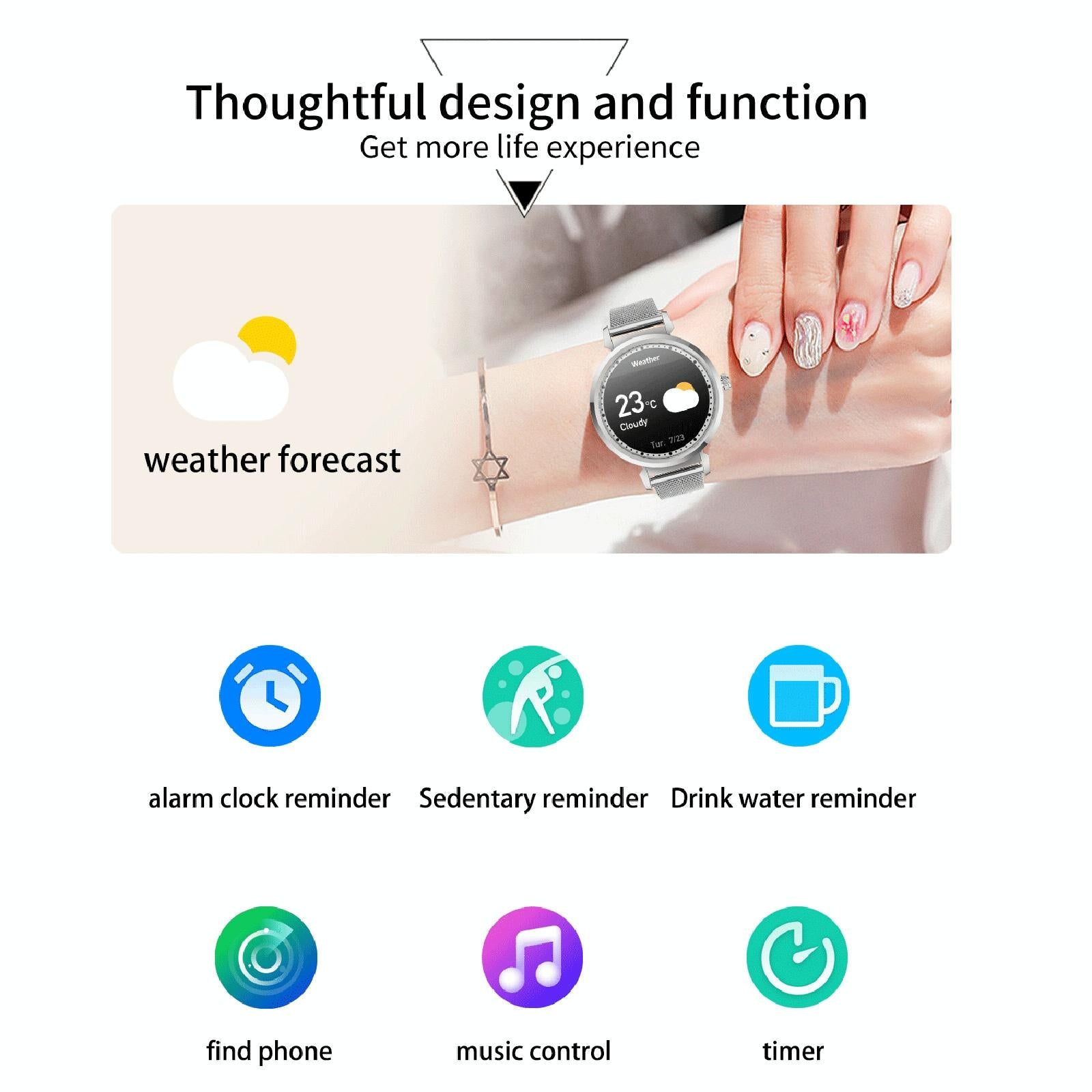 Menstrual Period Smart Bracelet With Blood Pressure And Heart Rate Monitoring - Silver 6
