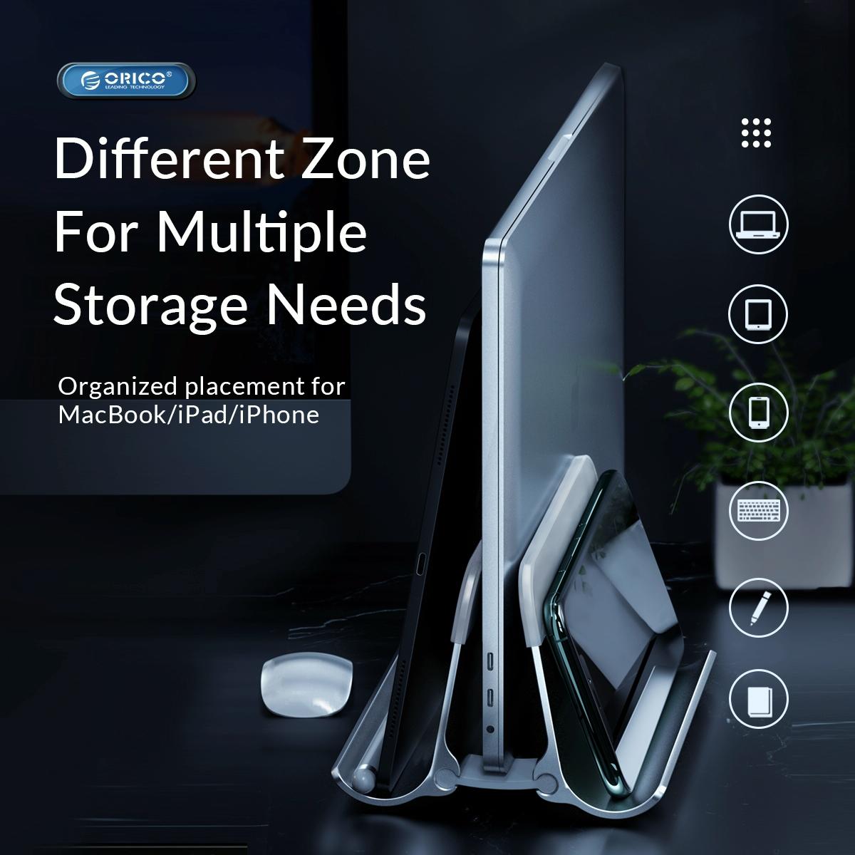 Space-saving Vertical Laptop Stand - Compact Design - Silver 6