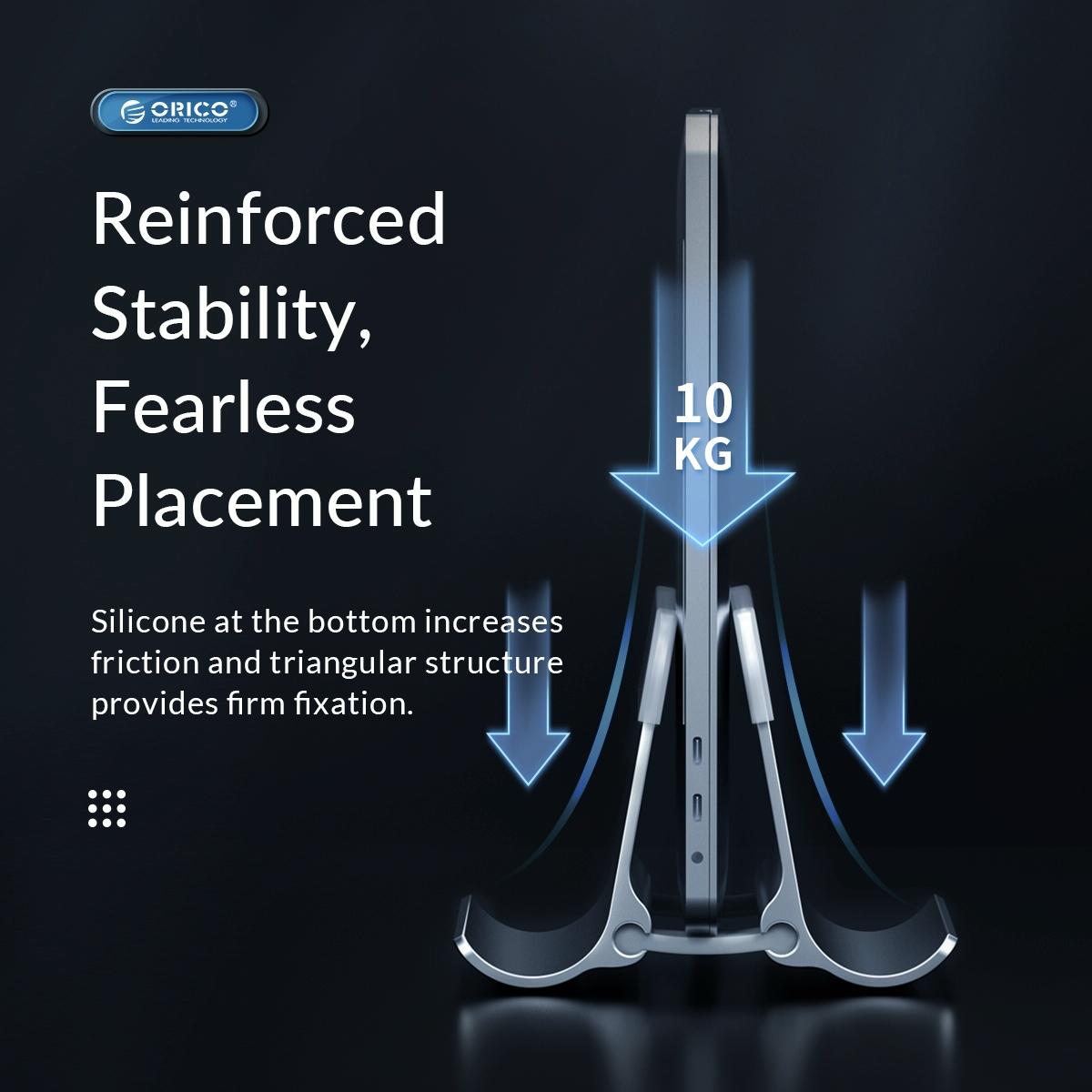 Space-saving Vertical Laptop Stand - Compact Design - Silver 9