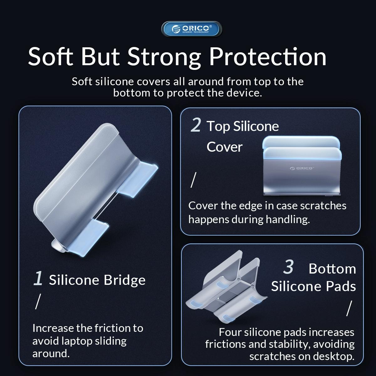 Space-saving Vertical Laptop Stand - Compact Design - Silver 12