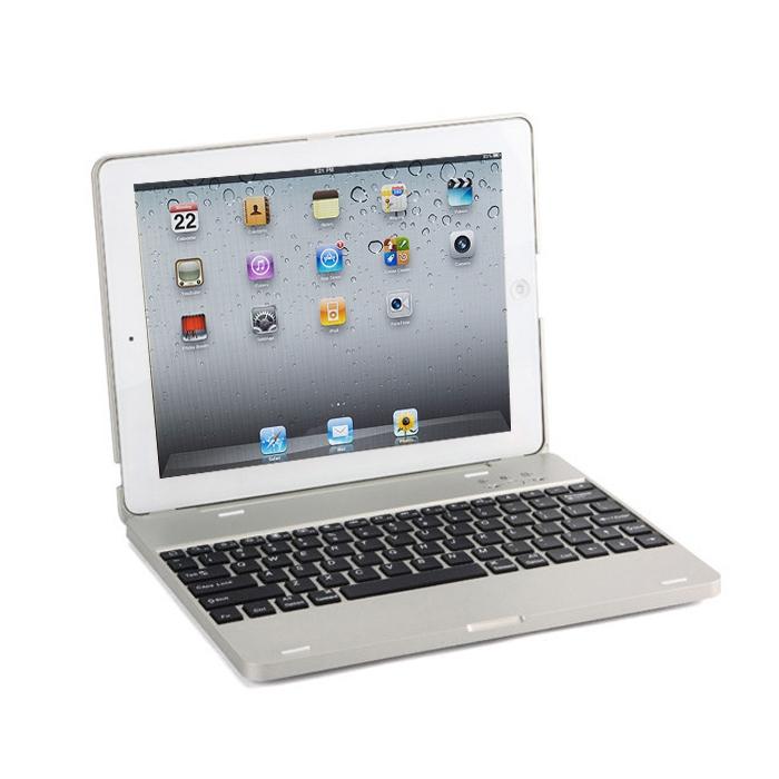 Aluminum Bluetooth Keyboard Tablet Case For Ipad 4 / 3 / 2 - Silver 4
