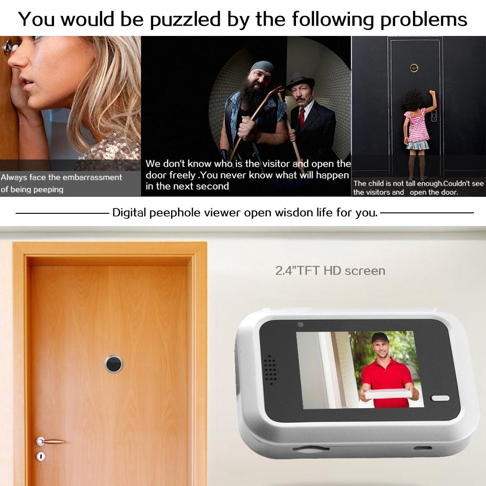 2.4 Screen 2.0Mp Security Camera With Tf Card Support - No Disturb Peephole Viewer 4