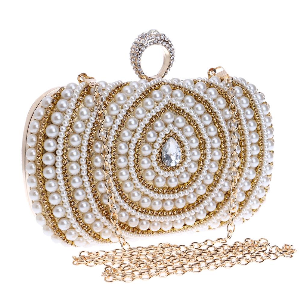 Stylish Pearl Handbag for Fashion Banquets and Parties - Silver 4