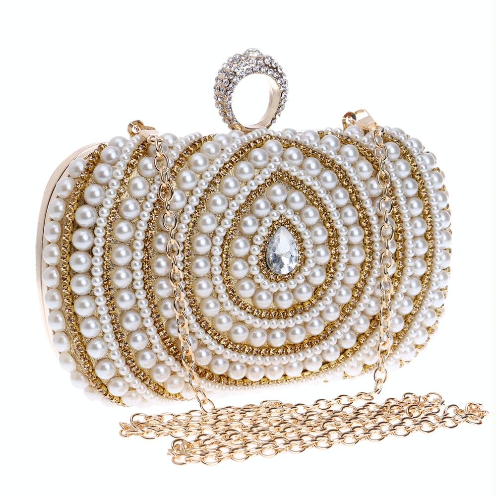 Stylish Pearl Handbag for Fashion Banquets and Parties - Silver 11