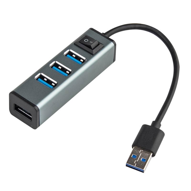 4-Port Aluminum Usb 3.0 Hub With Switch - Silver 9