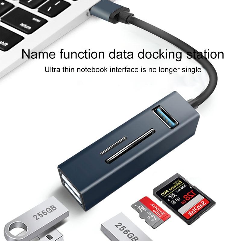 5-In-1 Usb3.0 Hub Adapter 3X Usb + Sd / Tf Reader - Silver 5