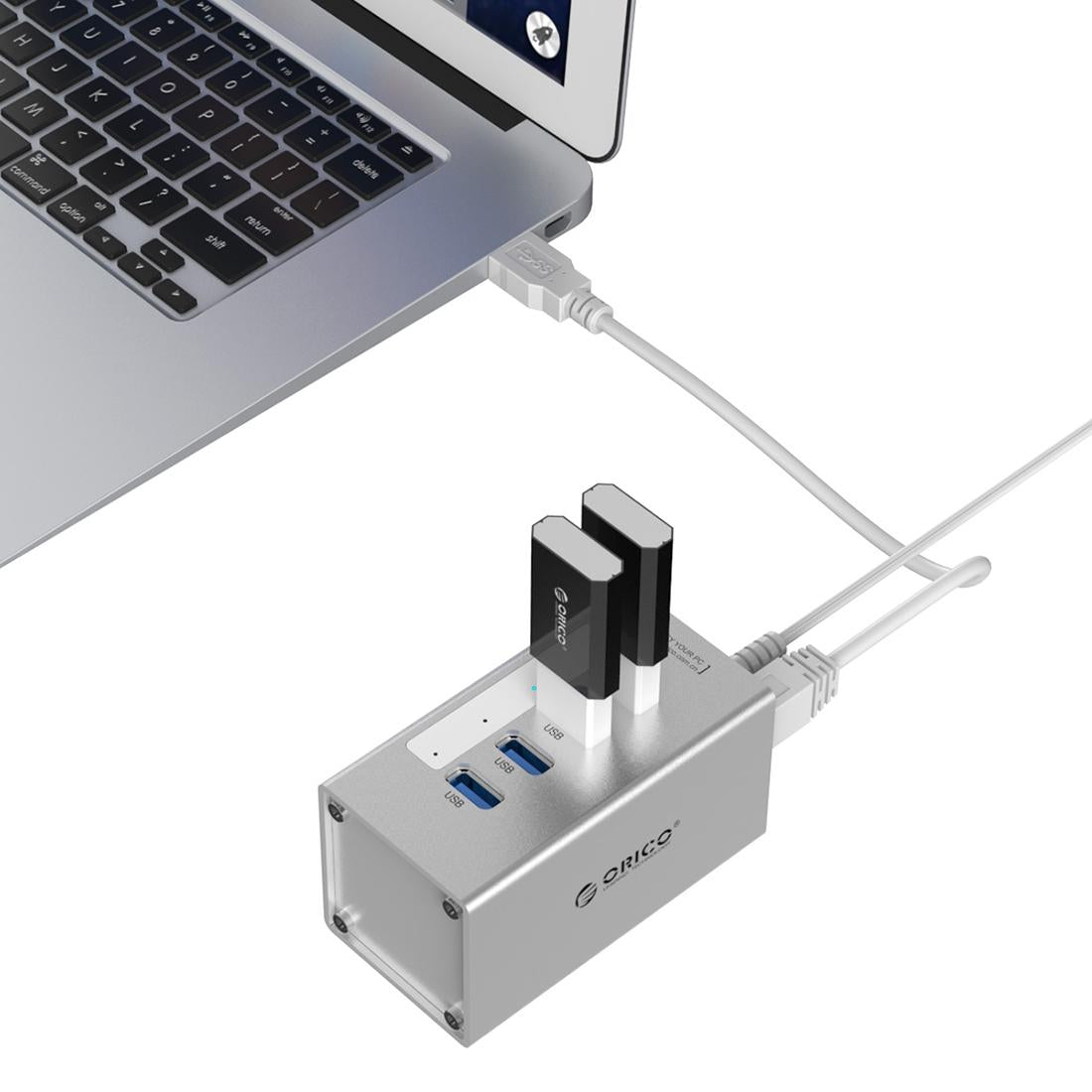 Aluminum 4-Port Usb 3.0 Hub + 12V Power Supply 8