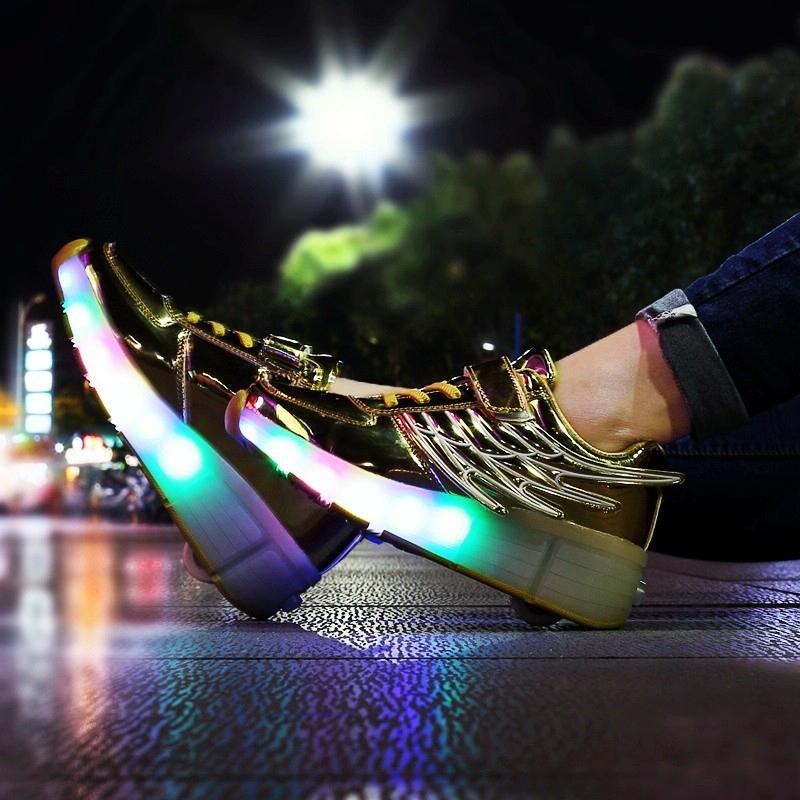 Mesh Surface Led Roller Skates - Single Wheel - Silver 11