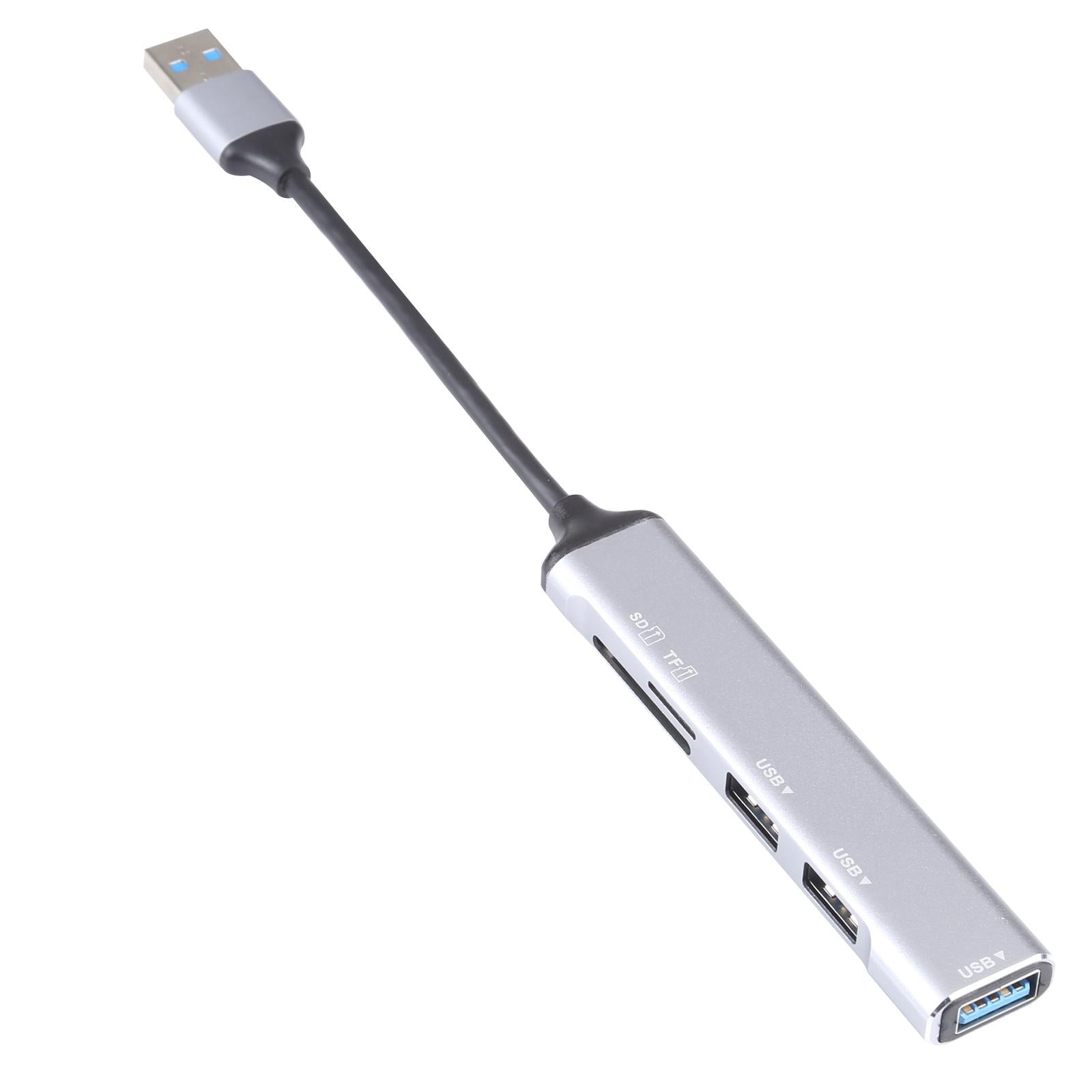 5-In-1 Usb 3.0 Docking Station With Sd / Tf Card Slot & 3 Usb Ports Silver 5