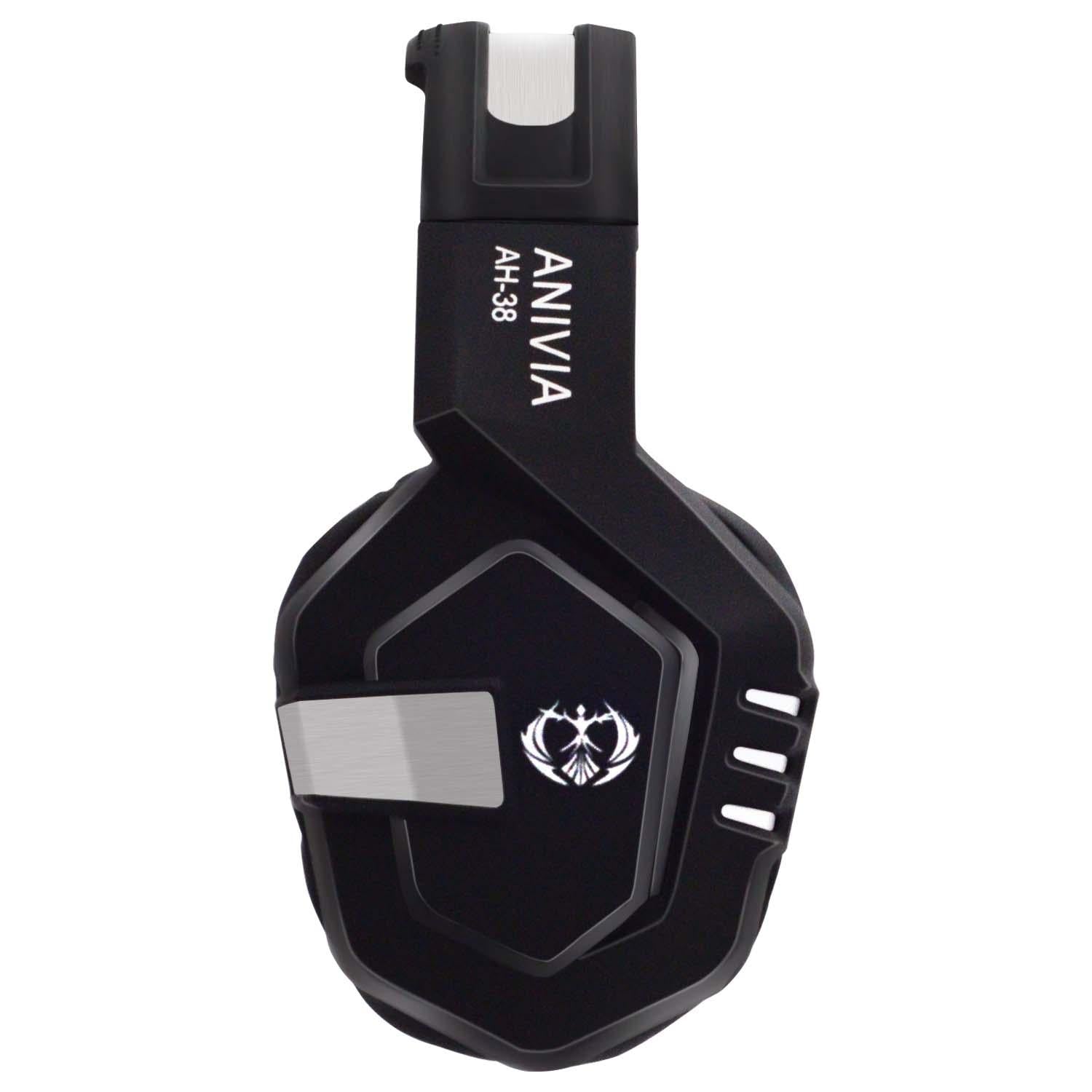 Retractable Mic Gaming Headset 3.5Mm Plug 2M Cable Black Silver 3